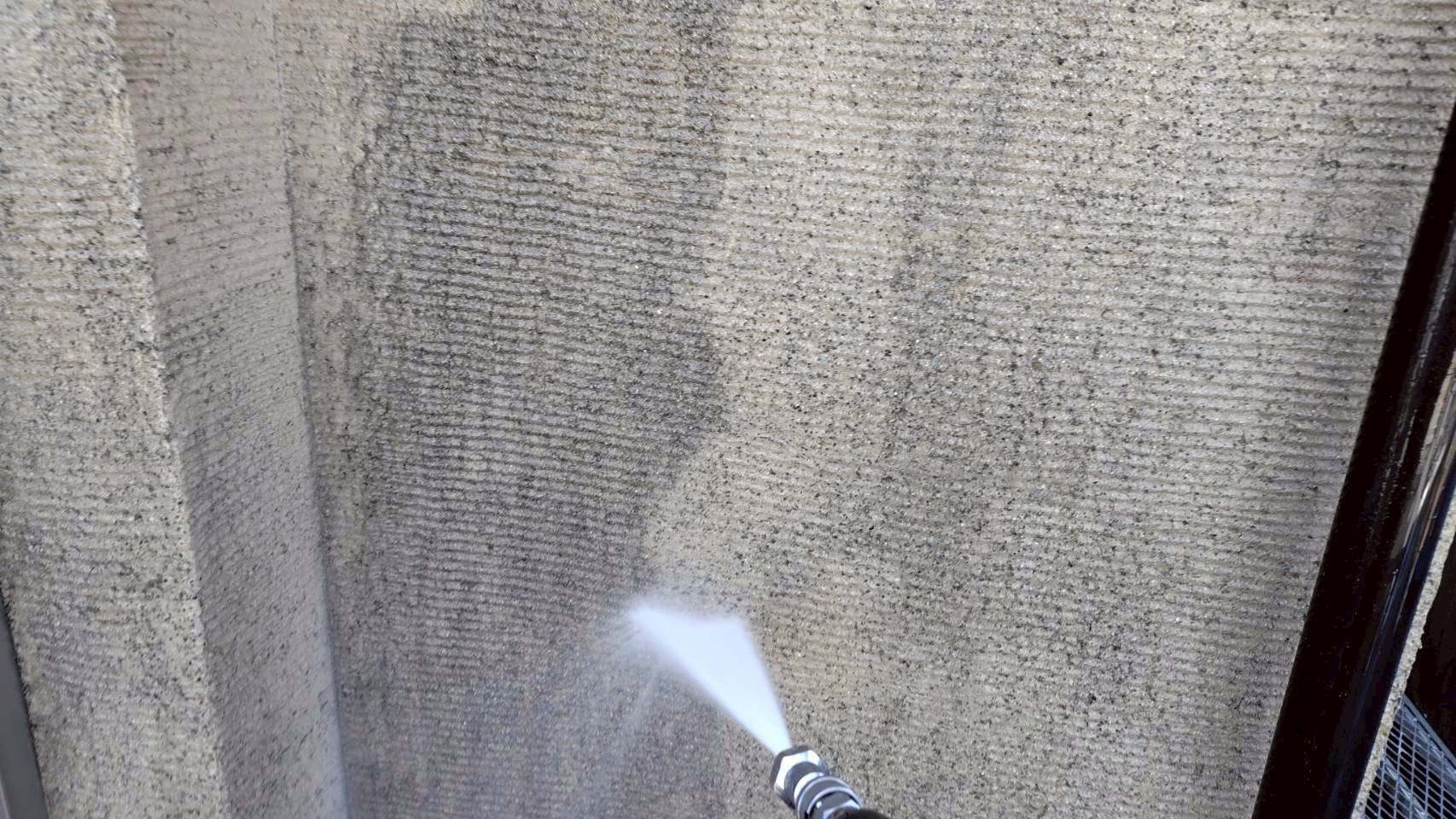 さいたま市桜区で苔の生えた吹き付け塗装外壁の塗装工事を実施